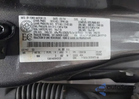 2014 Ford Focus Se from USA, damaged, VIN 1FADP3F29EL261713